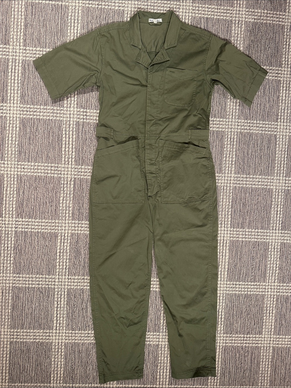 Alex Mill Romy Short Sleeve Jumpsuit, Faded Olive